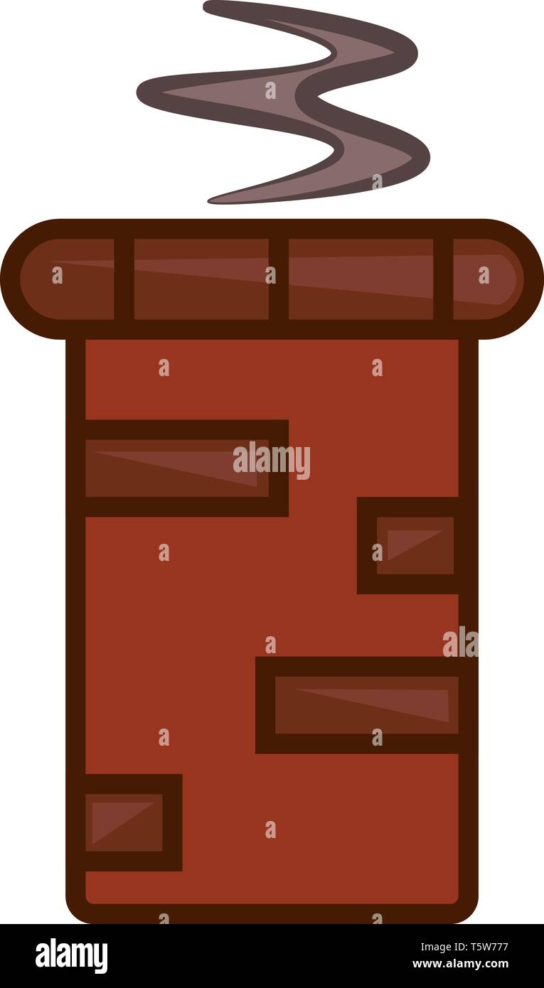 Une cheminée en brique rouge et brun gris avec de la fumée sortir de ce dessin en couleur ou de l'illustration vectorielle Illustration de Vecteur