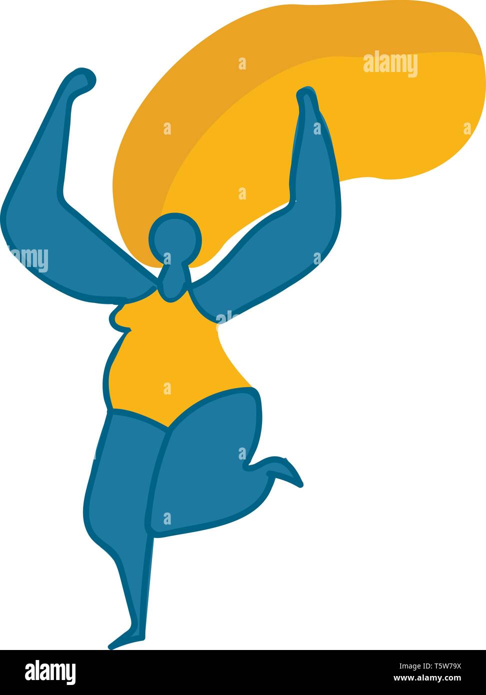 Une grosse dame avec des cheveux blonds et un costume jaune est librement dancing vector dessin en couleur ou de l'illustration Illustration de Vecteur