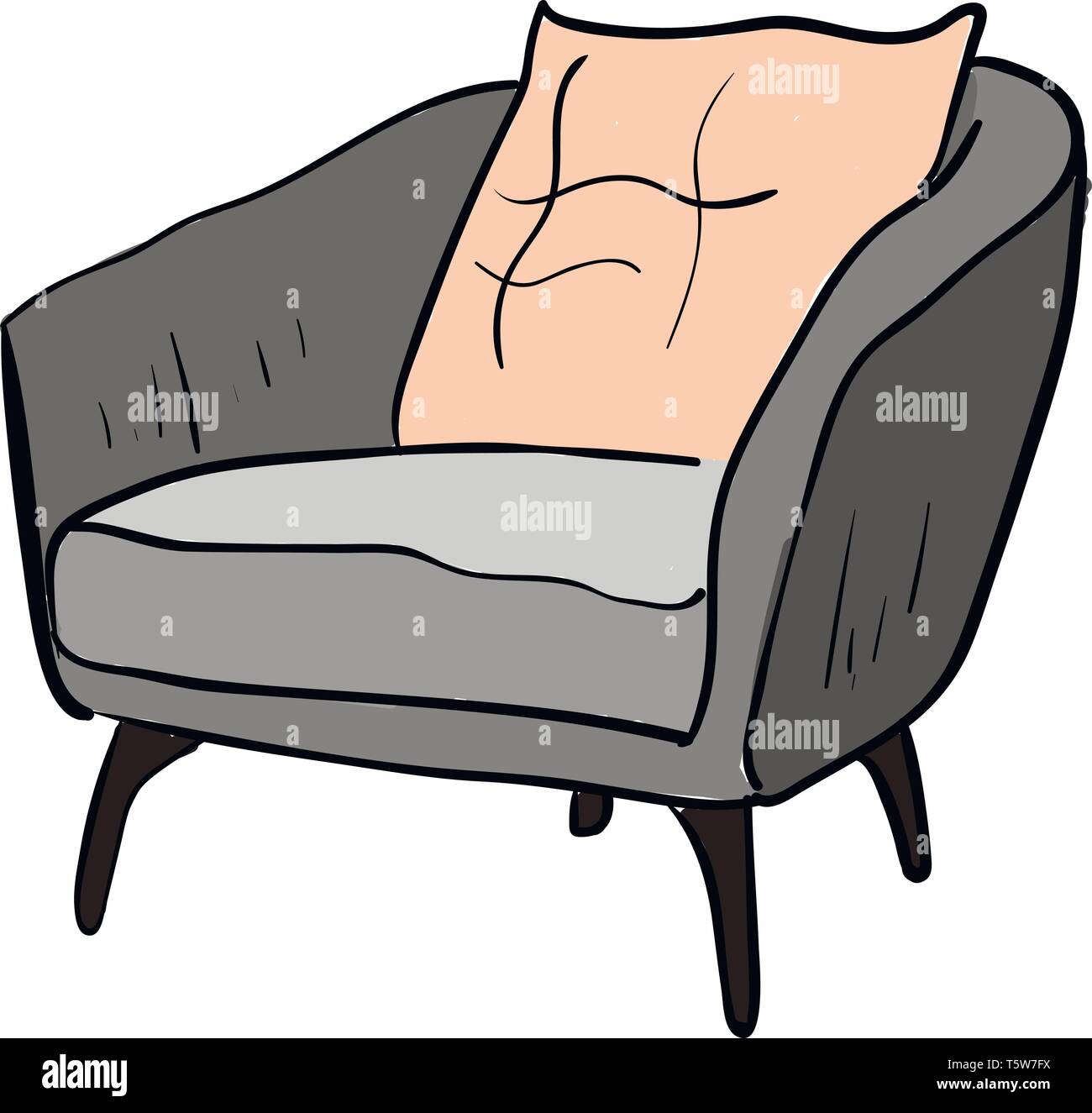 Un grand fauteuil gris avec un coussin rose placé dans un salon vector dessin en couleur ou de l'illustration Illustration de Vecteur Un grand fauteuil gris avec un coussin rose placé dans un salon vector dessin en couleur ou de l'illustration Illustration de Vecteur