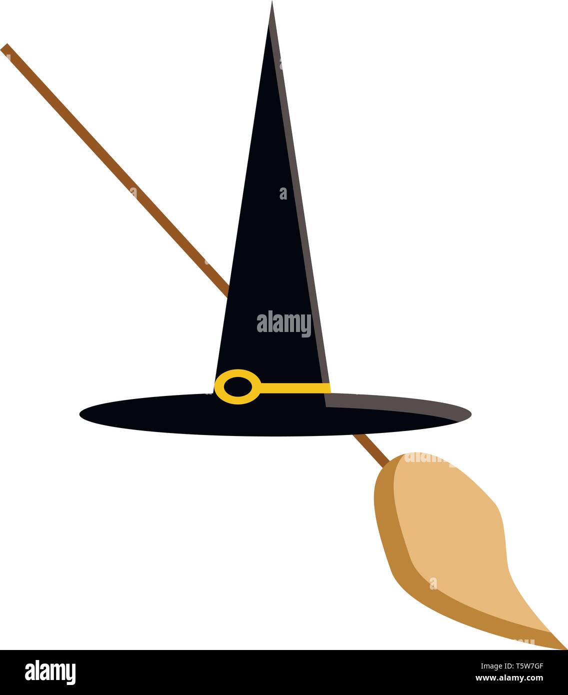 La couleur noire chapeau avec une baguette magique un dessin en couleur ou de l'illustration vectorielle Illustration de Vecteur