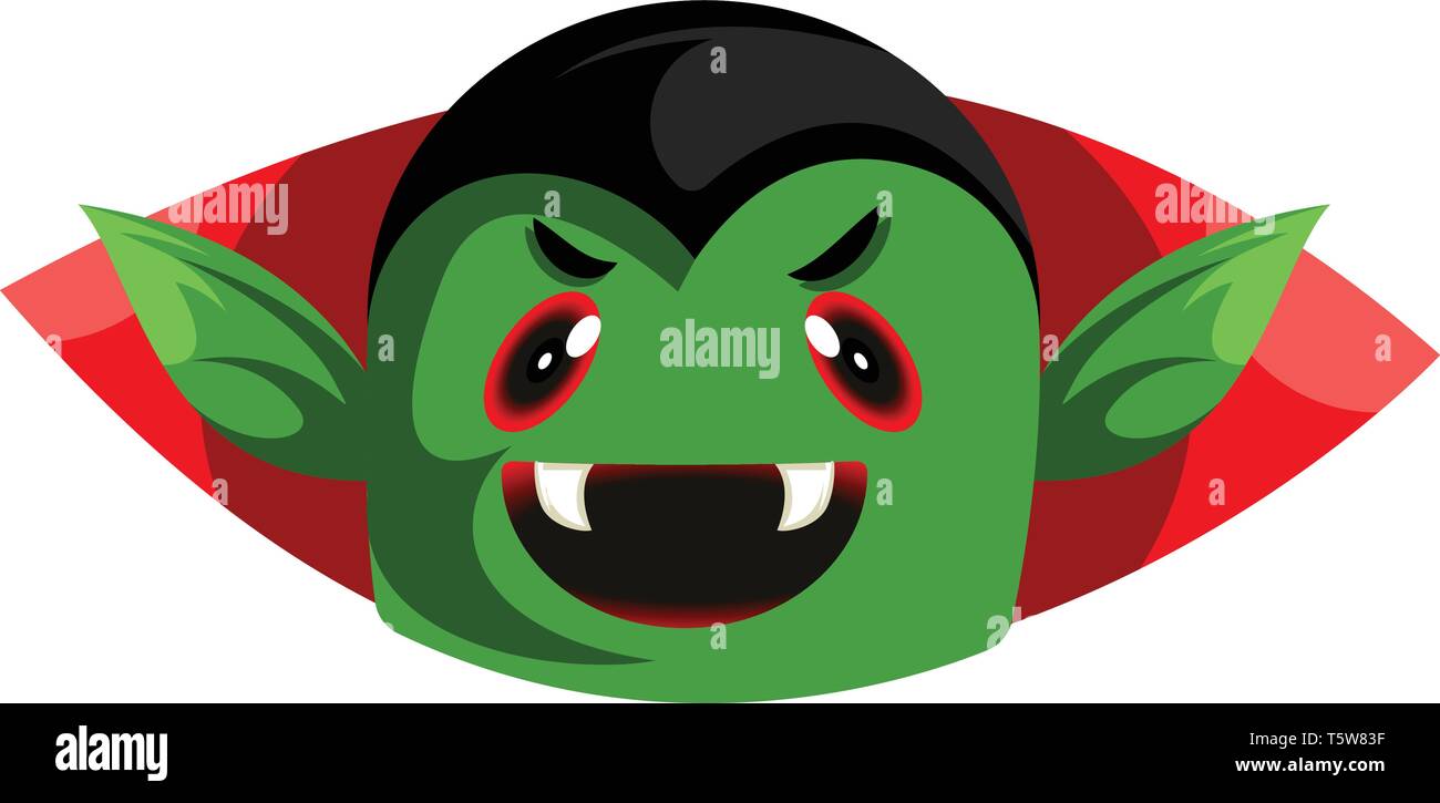 Personnage Dracula tête souriant vert illsutration de scénario sur fond blanc. Illustration de Vecteur