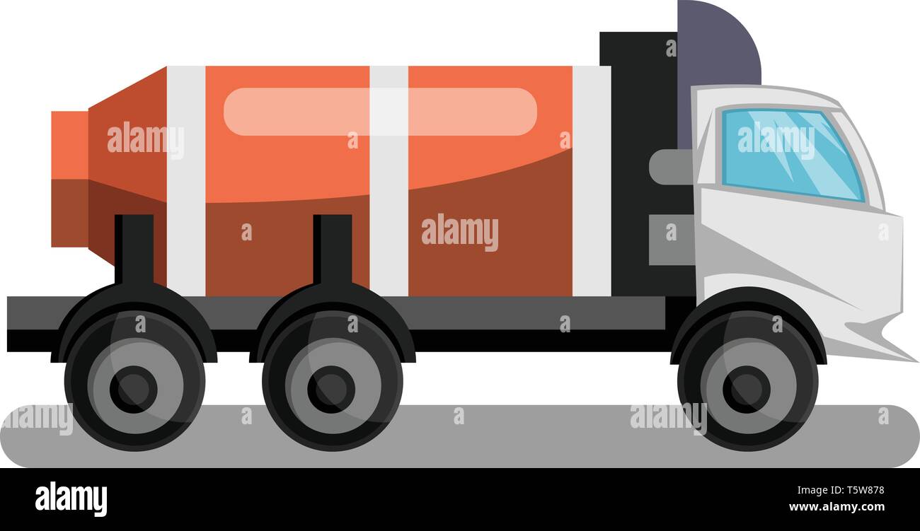 Vector illustration de béton blanc avec camion-citerne orange sur fond blanc. Illustration de Vecteur