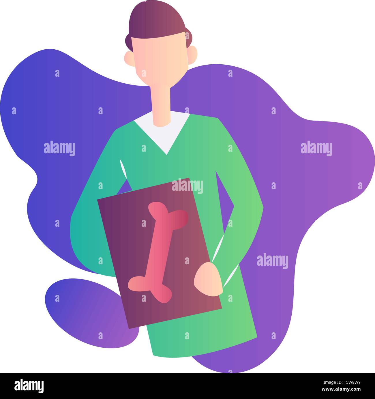 Vector illustration colorée de l'occupation d'un Ward boy holding la scintigraphie osseuse sur un fond blanc Illustration de Vecteur