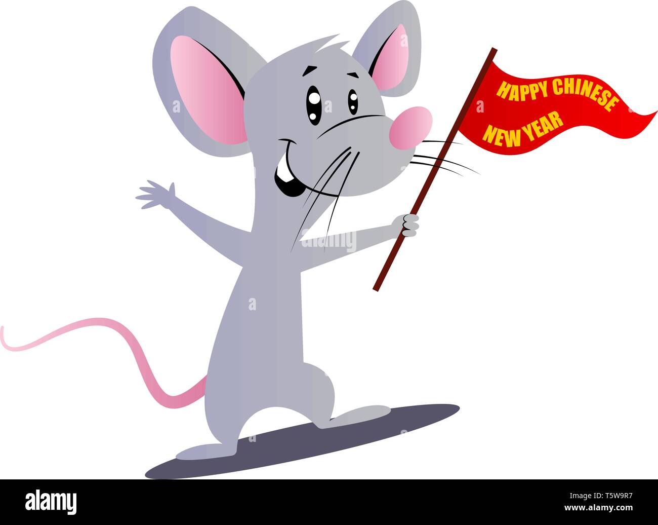 Cartoon vector drapeau holding souris illustartion sur fond blanc Illustration de Vecteur