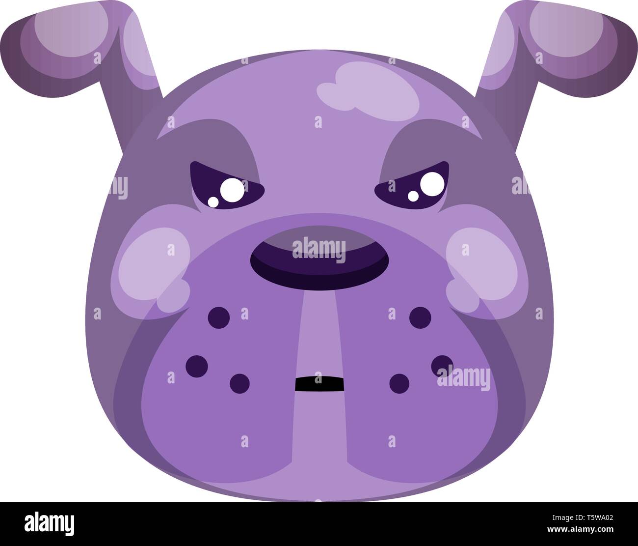 Cartoon vector chien violet grincheux illustartion sur fond blanc Illustration de Vecteur