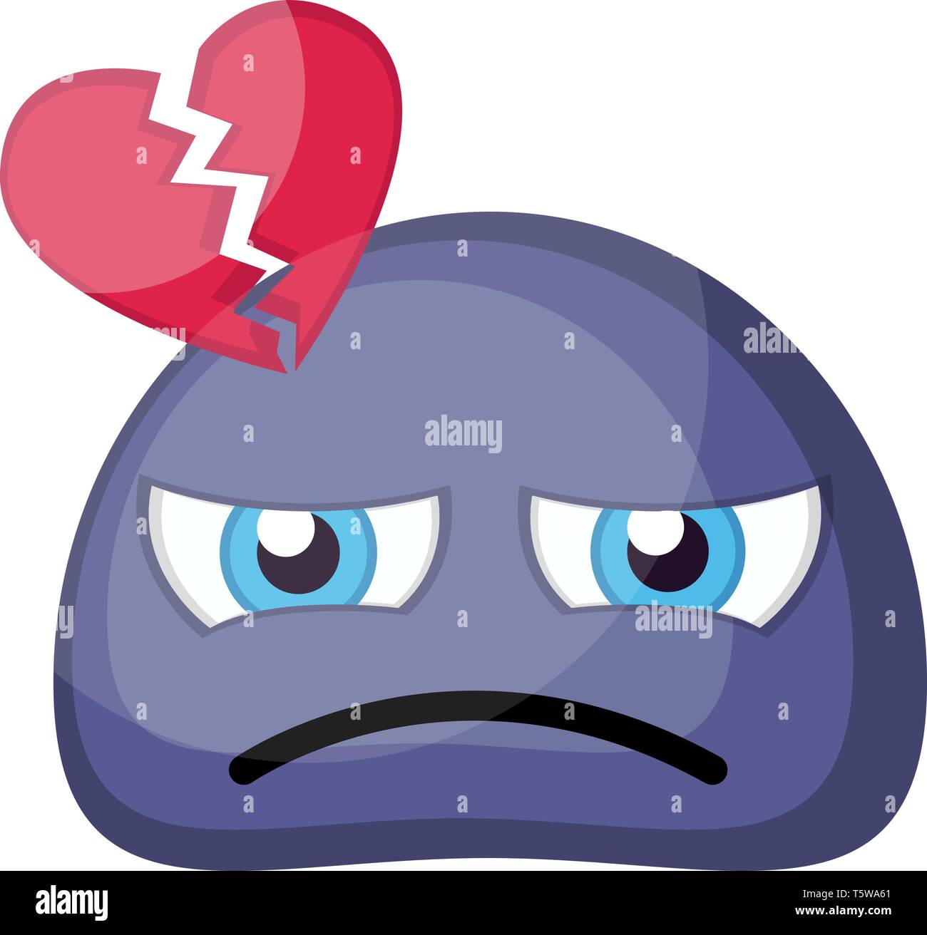 Broken Hearted triste visage emoji bleu vector illustration sur fond blanc Illustration de Vecteur