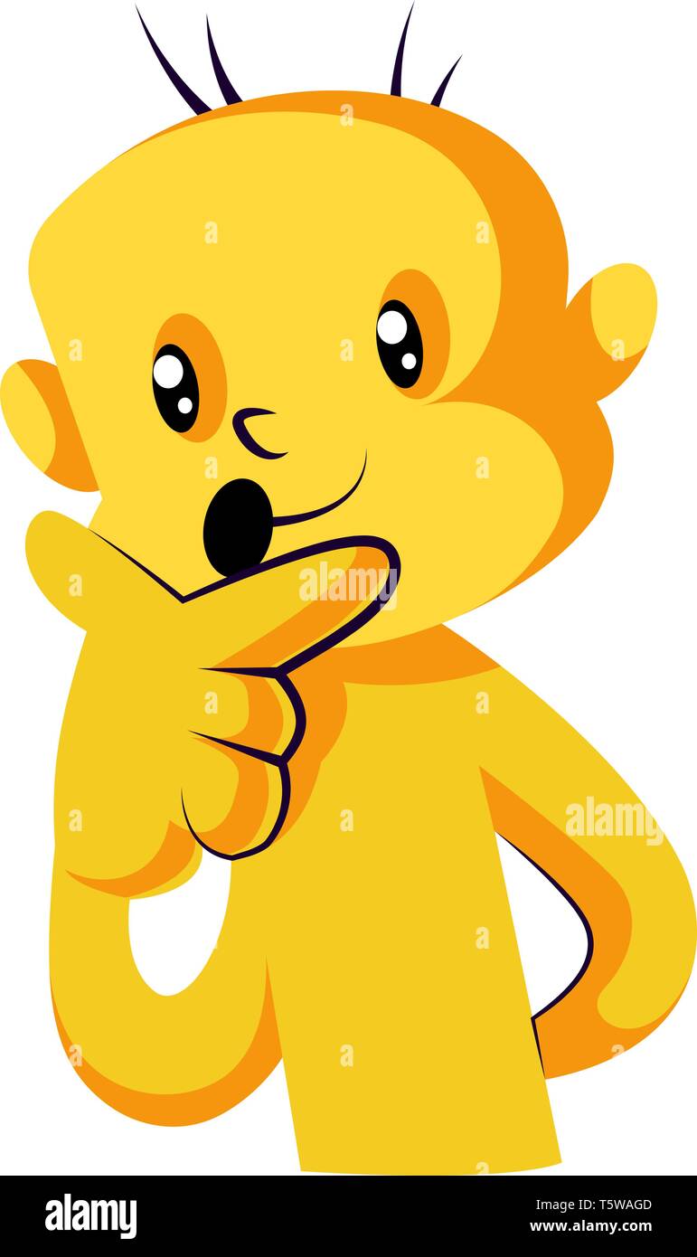 Créature jaune tenant la main sur le visage vector illustration sur fond blanc Illustration de Vecteur