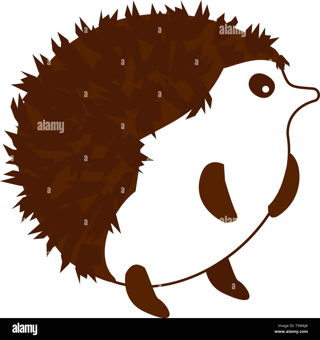 Un porc-épic en blanc avec des pointes sombres cheveux sur deux jambes vector dessin en couleur ou d'illustration. Illustration de Vecteur