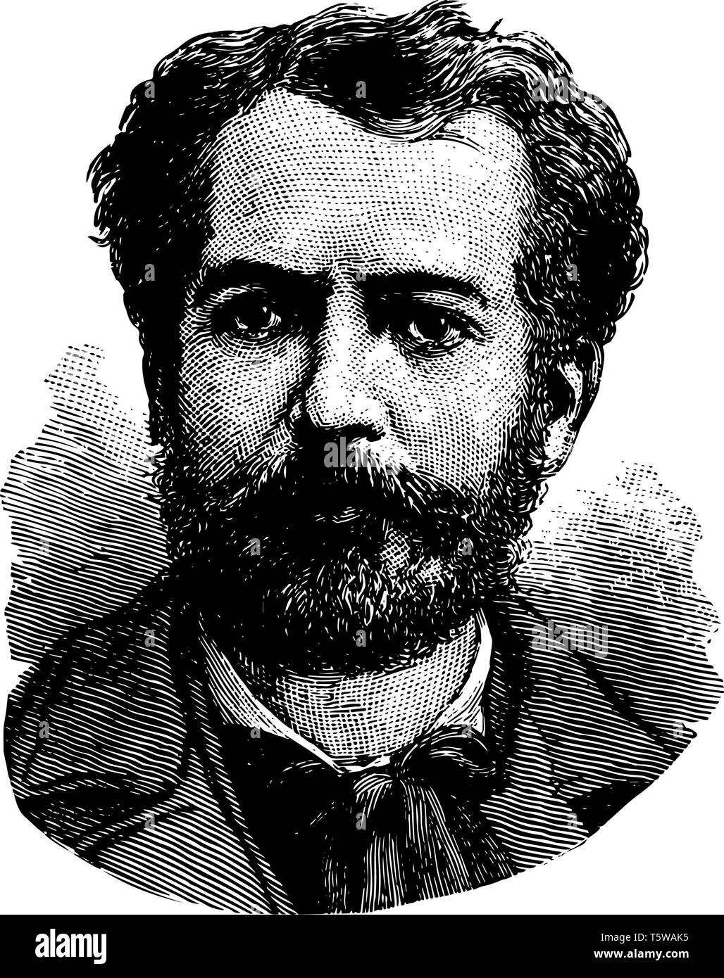 Frédéric Auguste Bartholdi 1834 à 1904, il est un sculpteur français célèbre pour la conception de la Statue de la liberté vintage dessin ou gravure illustration Illustration de Vecteur