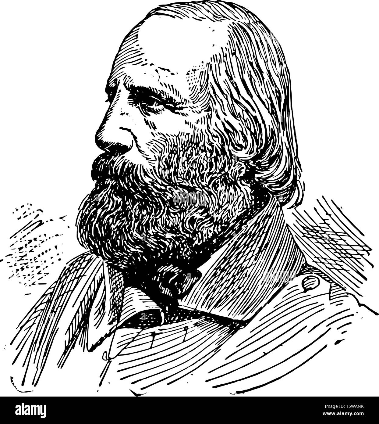 Giuseppe Garibaldi 1807 à 1882, il était un homme politique italien général et nationalistes qui ont joué un grand rôle dans l'histoire de l'Italie l'une des grande Illustration de Vecteur