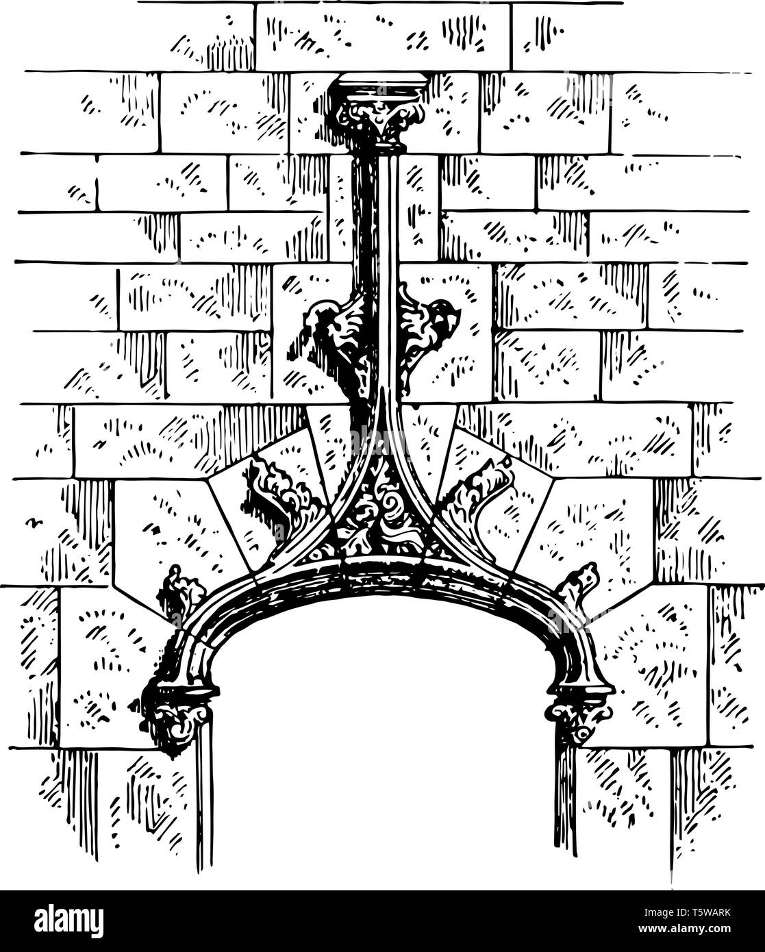 Accolade est un ornement composé de deux courbes en doucine 16e siècle français moulures vintage dessin ou gravure illustration. Illustration de Vecteur