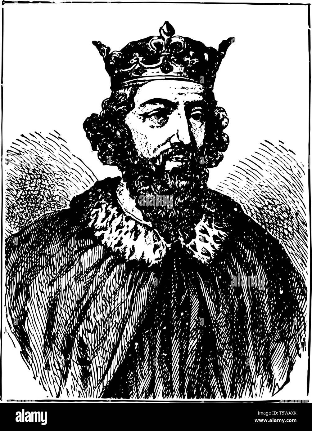 Alfred le Grand 849 à 899 qu'il était le roi du Wessex de 871 à 899 vintage dessin ou gravure illustration Illustration de Vecteur
