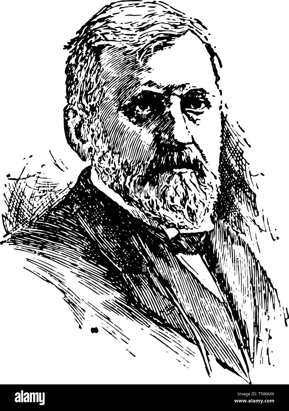 William Boyd Allison 1829 à 1908, il était un chef de l'Iowa parti républicain et membre de la chambre des représentants des États-Unis ou de dessin Ligne vintage Illustration de Vecteur