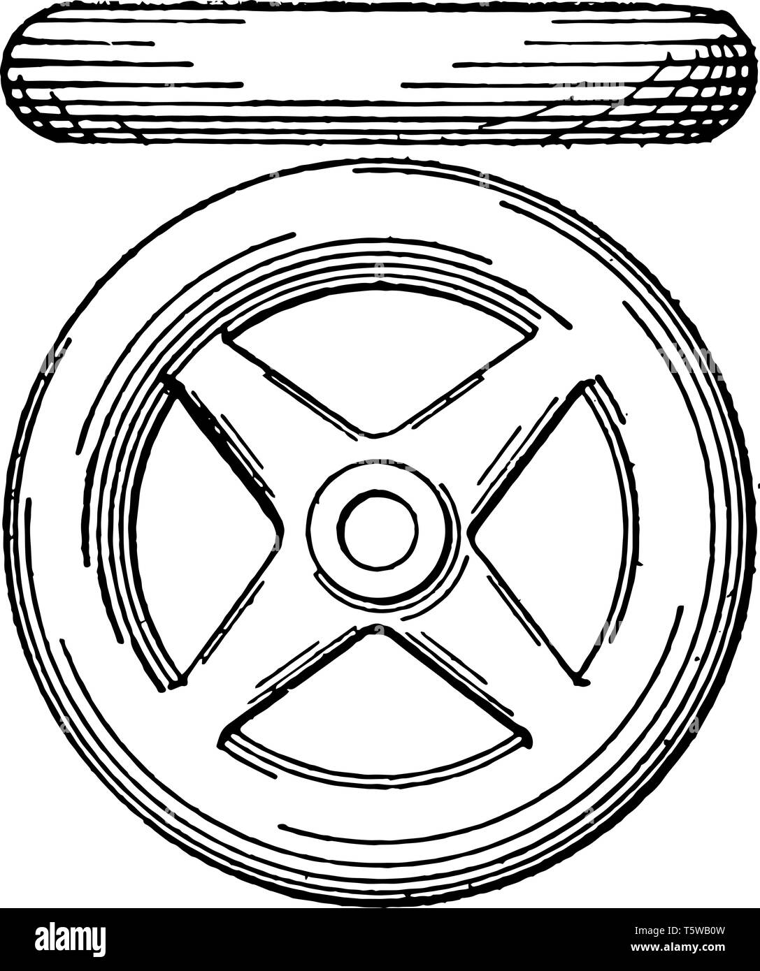 L'ombre de la roue est la lumière frappe la surface et blanc qui augmente la luminosité et l'extension de la roue des couleurs, dessin de ligne vintage ou d'une gravure de mauvais Illustration de Vecteur