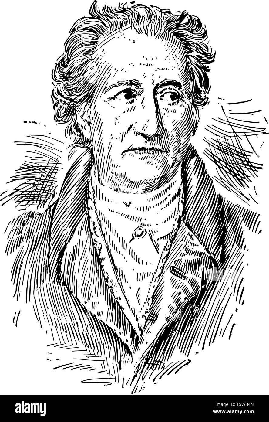 Johann Wolfgang von Goethe était la plus grande figure de la littérature allemande vintage dessin ou gravure illustration. Illustration de Vecteur