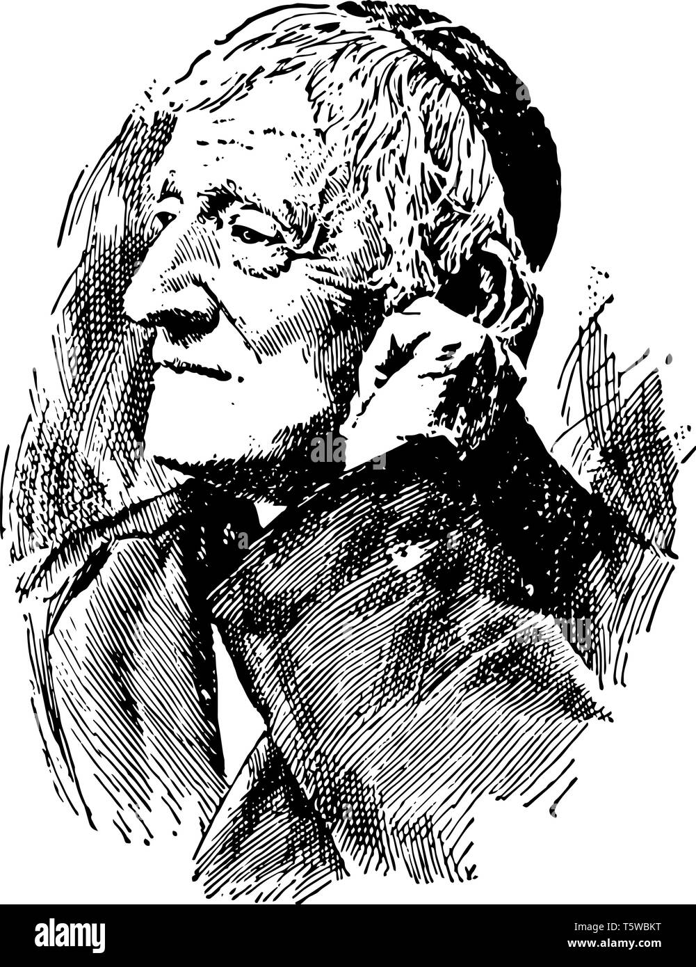 Le Cardinal John Henry Newman, 1801 à 1890, il était un prêtre Anglican poète et théologien et cardinal catholique vintage dessin ou gravure illustra Illustration de Vecteur