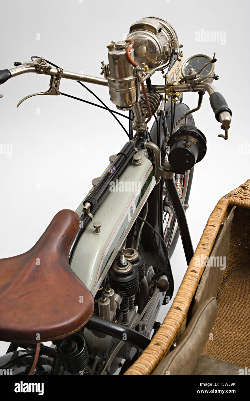 Moto d'epoca Triumph H Marque : Triumph côté modello : Côté H nazione : Francia - Coventry anno : 1918 conditions : restaurato cilindrata Banque D'Images