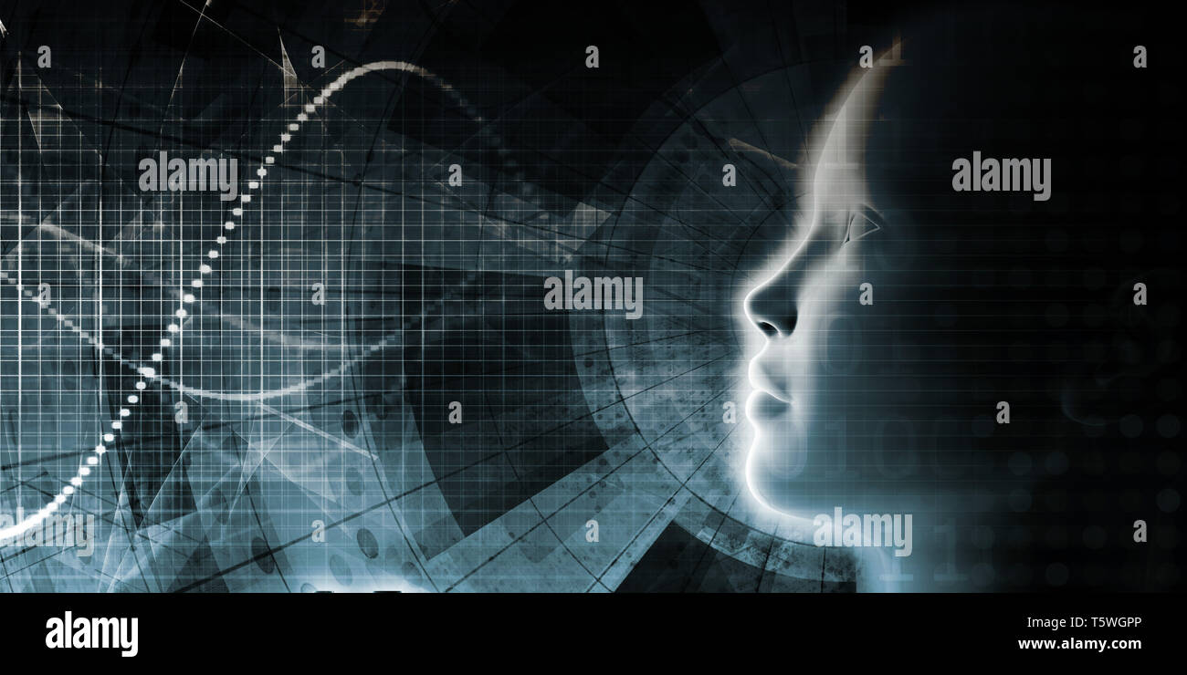 L'évolution de l'intelligence artificielle avec la conscience comme concept de haute technologie numérique Banque D'Images