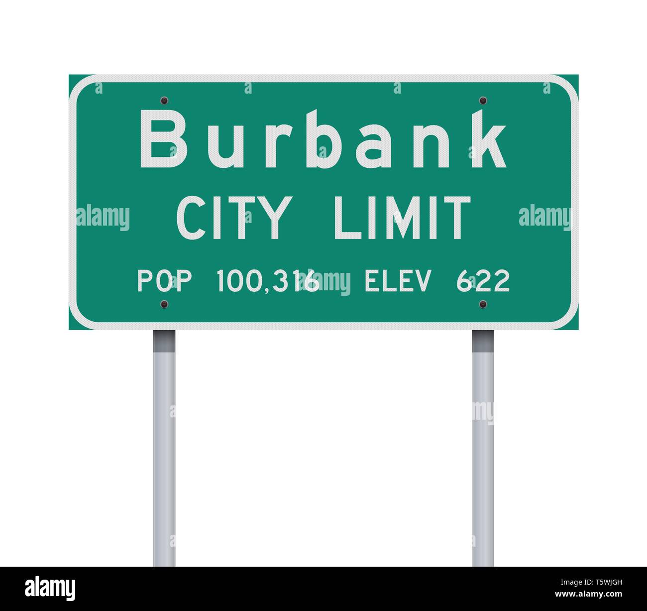 Vector illustration de la limite de la ville de Burbank panneau vert Illustration de Vecteur