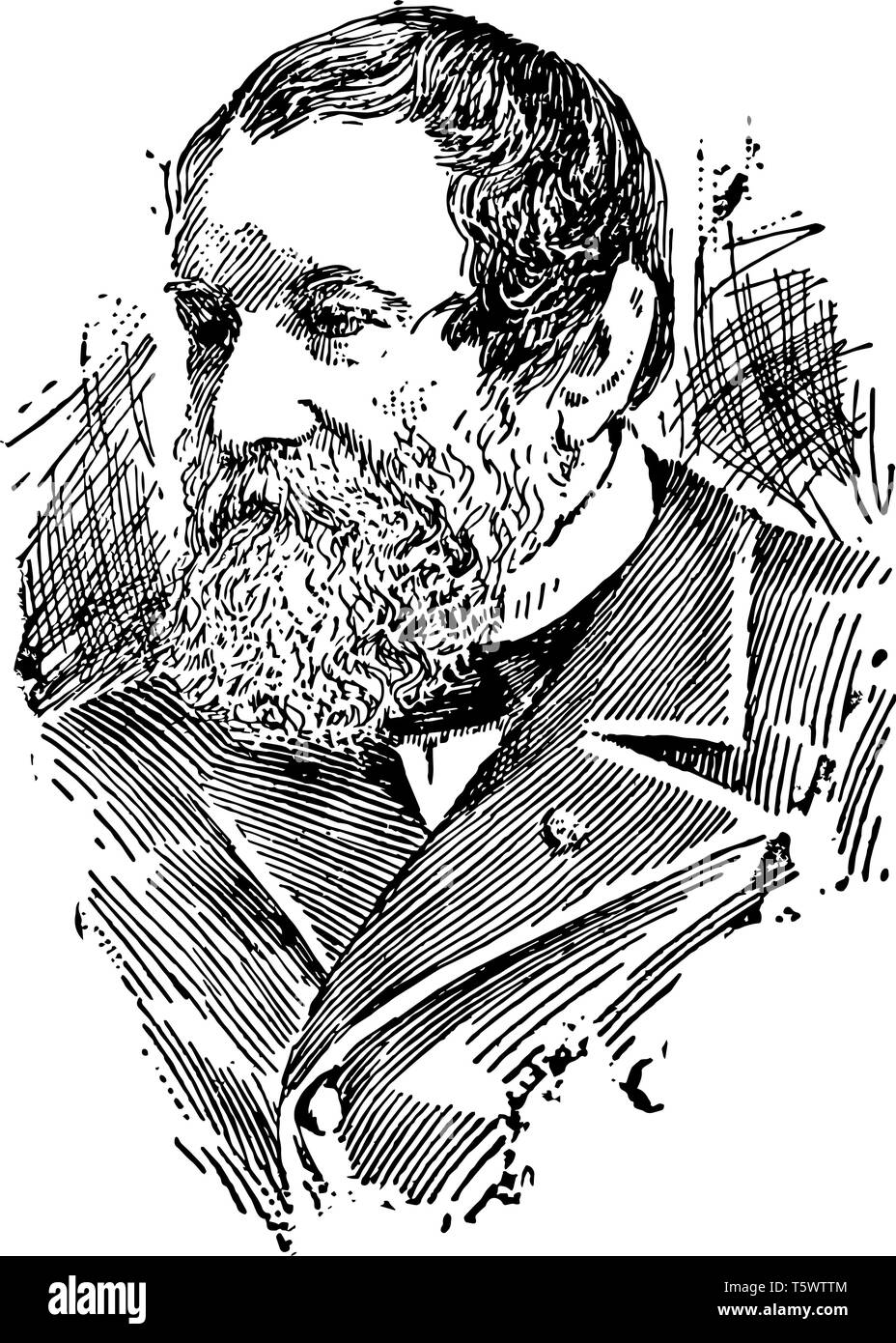 Cyrus Hall McCormick 1809 à 1884 il était un inventeur américain et le fondateur de l'entreprise McCormick Machine de récolte ou de dessin Ligne vintage engr Illustration de Vecteur