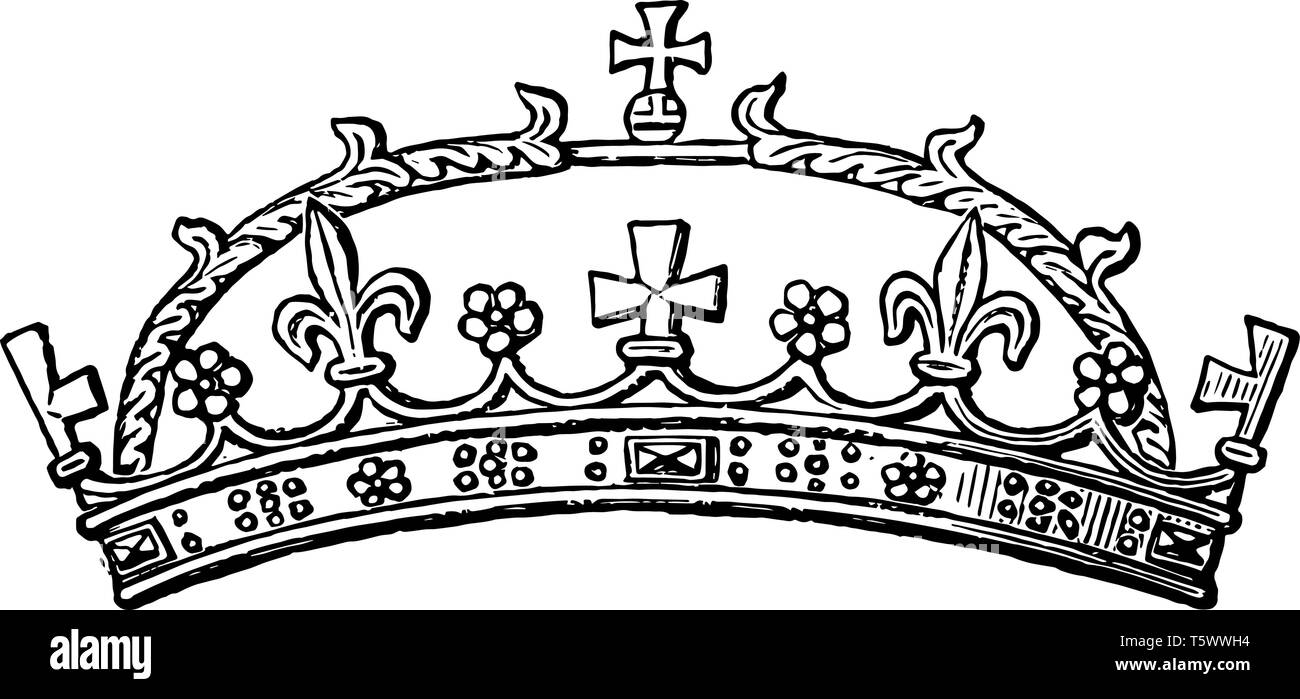 Couronne de Lady Margaret Beaufort sont Comtesse de Richmond vintage dessin ou gravure illustration. Illustration de Vecteur