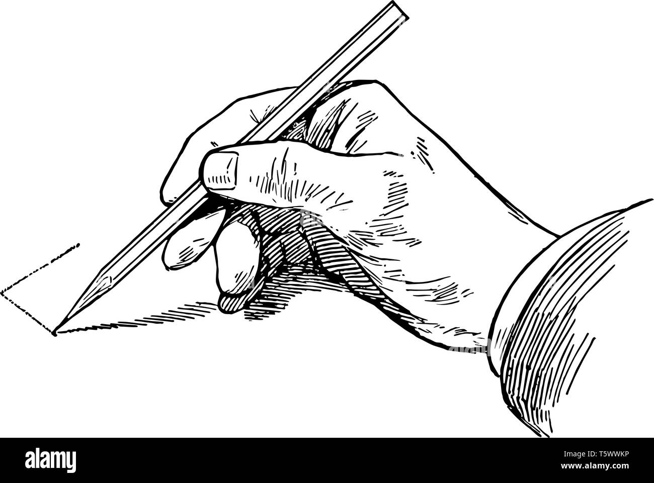 Dessiner une ligne verticale avec le crayon tenu avec l'angle de la ...