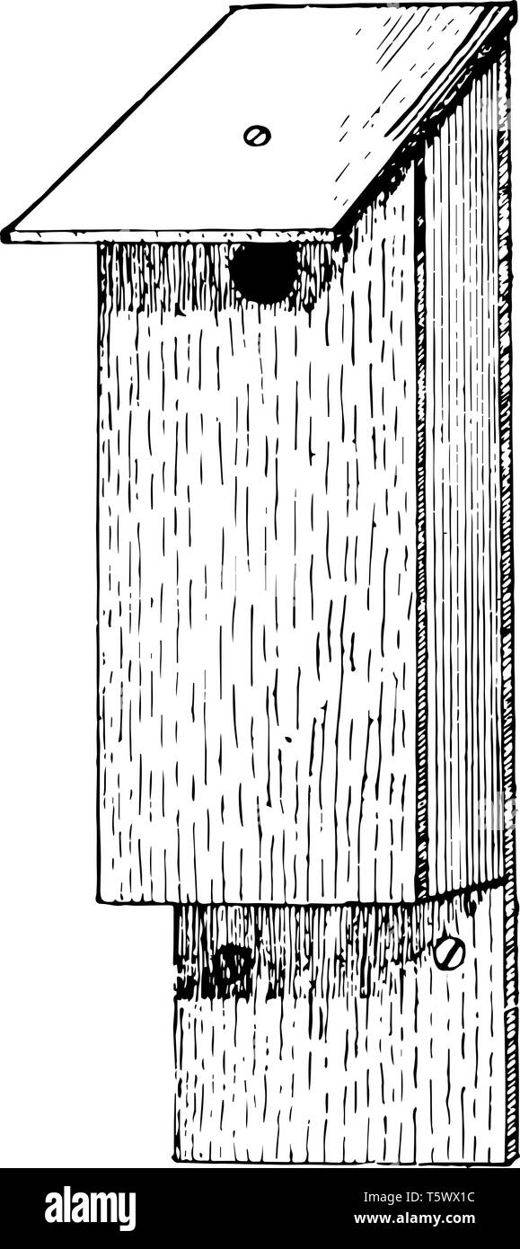 Ce diagramme représente la preuve Cat Bird House, vintage dessin ou gravure illustration. Illustration de Vecteur