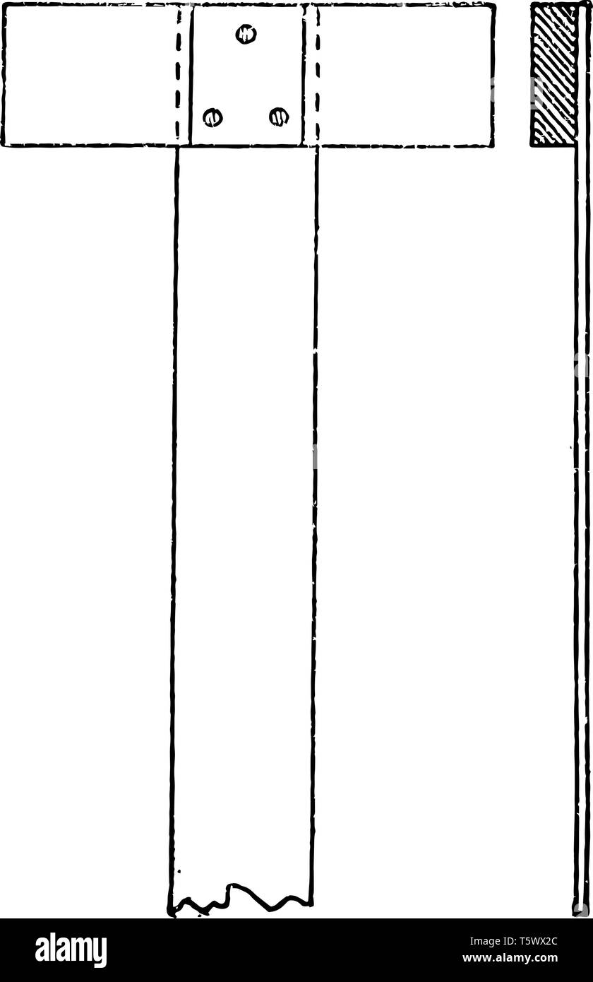 Tête rectangulaire fixe T Square est utilisé tracer des lignes à l'aide de la lame il est monté sur le carter et disposés à engager une surface plate vintage Illustration de Vecteur