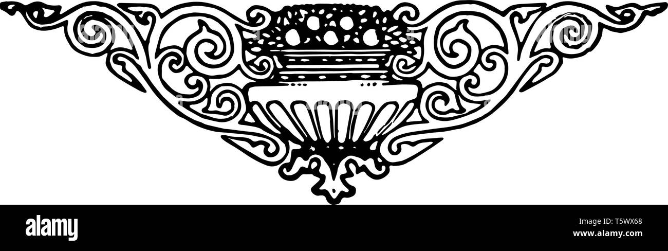 En forme de triangle Doodad décoré par motif vagues dans son design vintage dessin ou gravure. Illustration de Vecteur