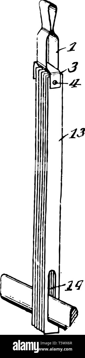 Cette illustration représente l'Heddle fil qui est utilisé pour séparer les fils de chaîne pour le passage de la trame vintage dessin ou gravure illu Illustration de Vecteur