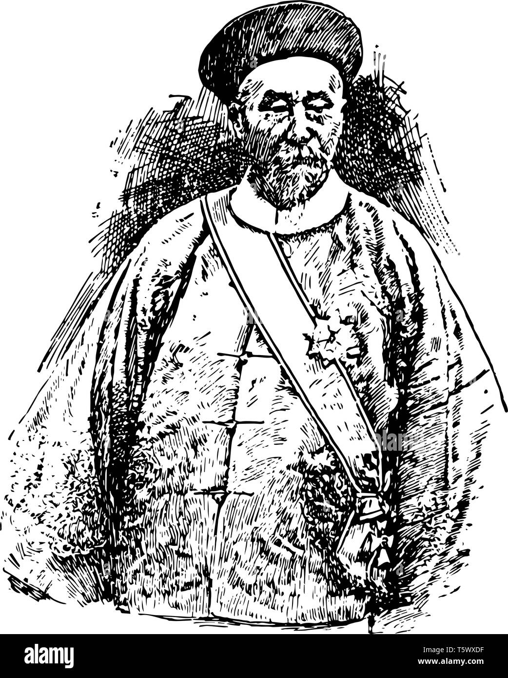 Li Hung Chang 1823 à 1901, il était un homme politique et diplomate général chinois de la dynastie des Qing qui réprime plusieurs grandes rébellions et servi dans l'imp Illustration de Vecteur