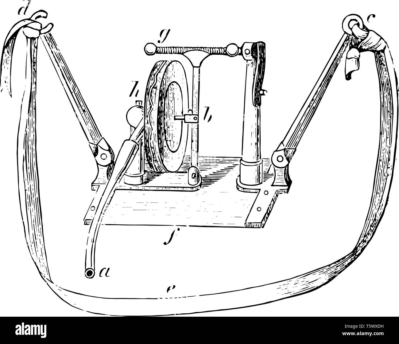 C'est une machine utilisée pour les maladies respiratoires vintage dessin ou gravure illustration. Illustration de Vecteur