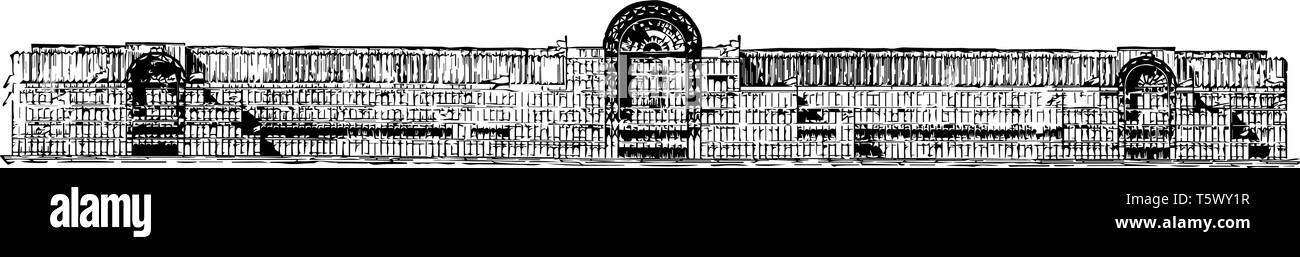 Crystal Palace à Sydenham est illustré dans le cadre de la production de verre et de grandes feuilles de verre de bâtiment solide mais bon marché et étonné les visiteurs Illustration de Vecteur