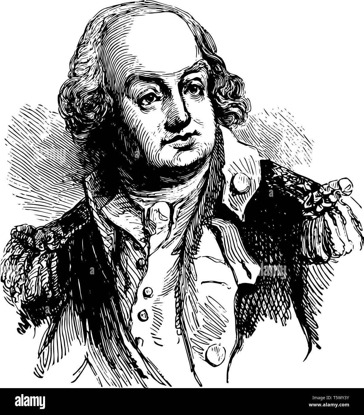 Benjamin Lincoln 1733 à 1810, il était un officier de l'armée américaine et un major général dans l'armée continentale durant la guerre d'indépendance américaine vintag Illustration de Vecteur