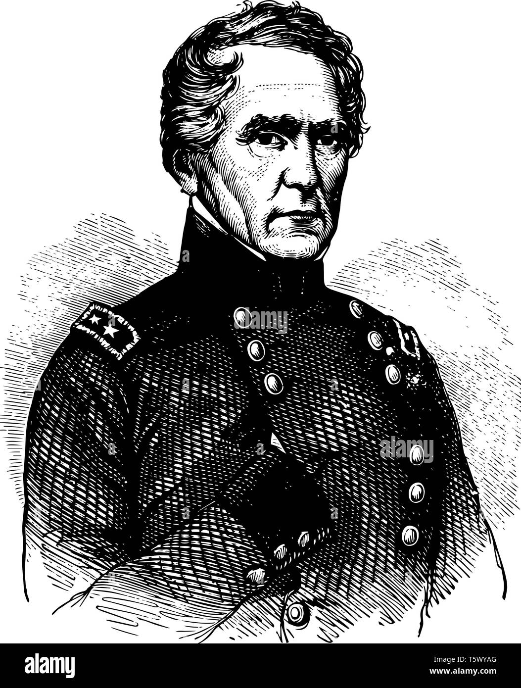 John Ellis Wool 1784 à 1869 il était officier dans l'United States Army vintage dessin ou gravure illustration Illustration de Vecteur