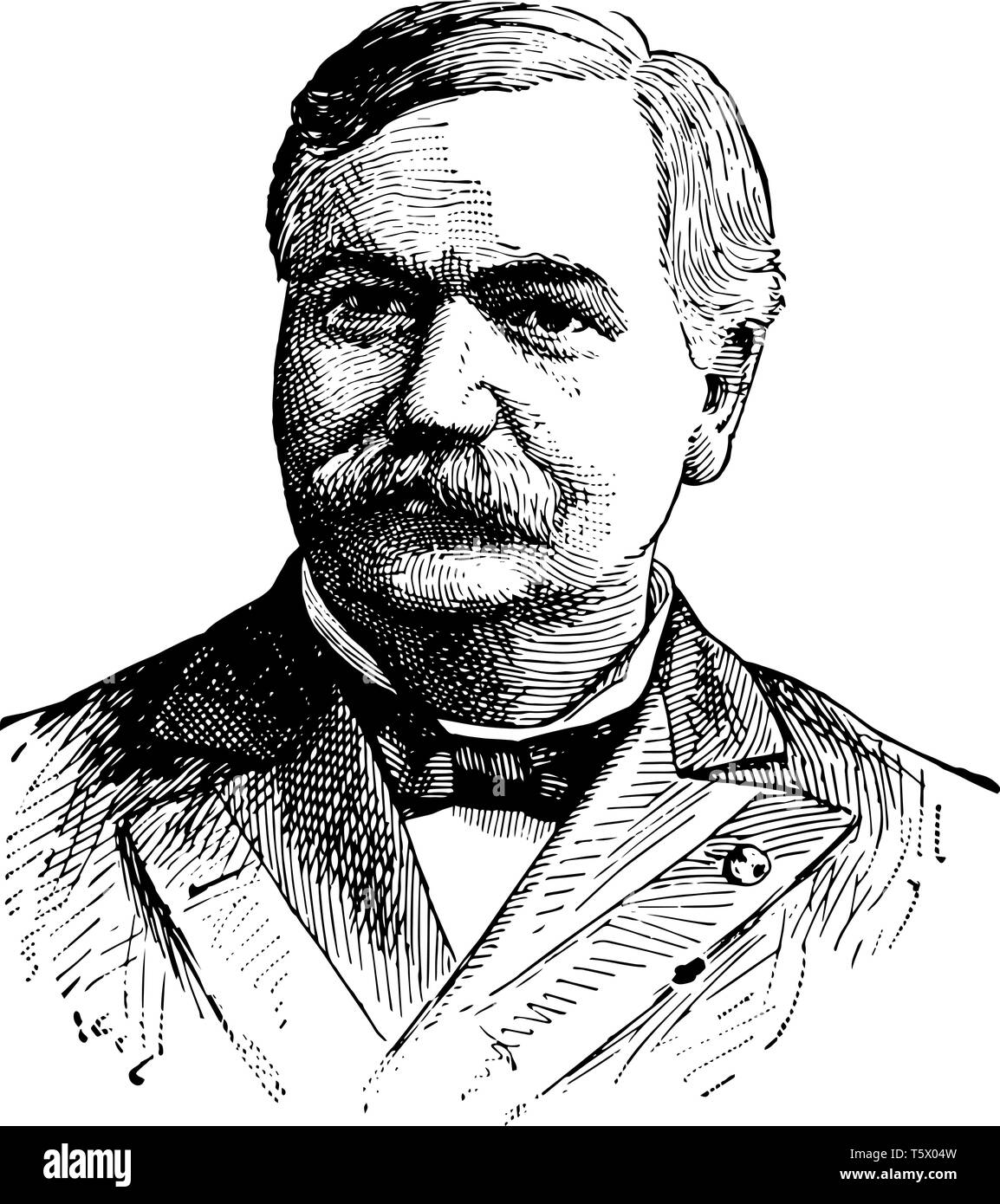 David Bremner Henderson 1840 à 1906, il était un homme politique américain et le président de la chambre des représentants des États-Unis vintage dessin ou e Illustration de Vecteur