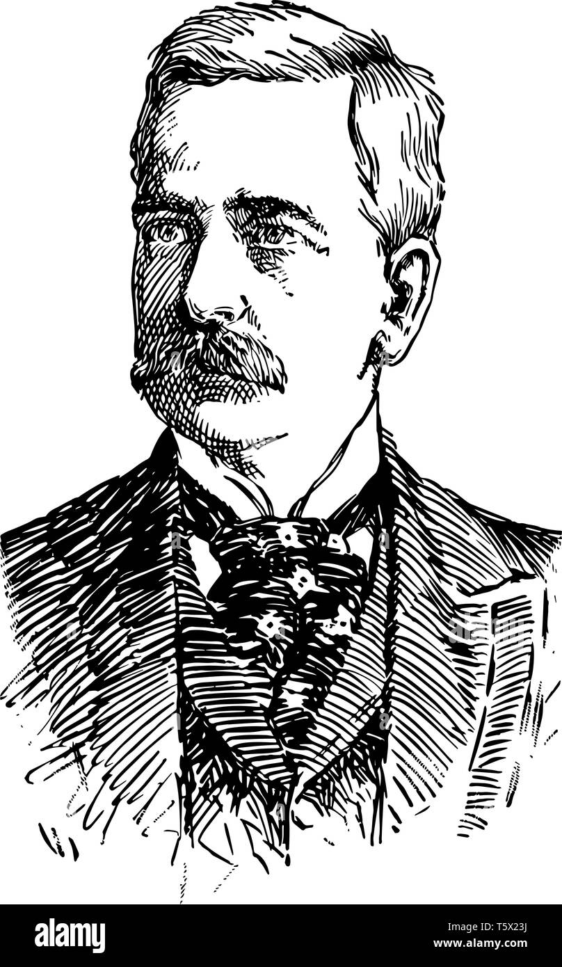 Marshall Field 1834 à 1906, il a été un entrepreneur américain et le fondateur de Marshall Field et de l'entreprise ligne vintage dessin ou gravure illustrati Illustration de Vecteur