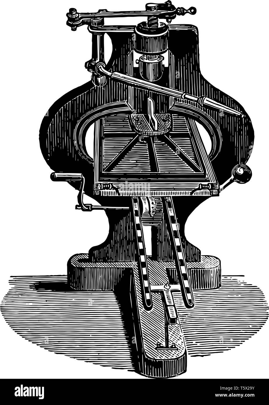 Cette illustration représente la manière de travailler sur presse Stanhope vintage dessin ou gravure illustration. Illustration de Vecteur