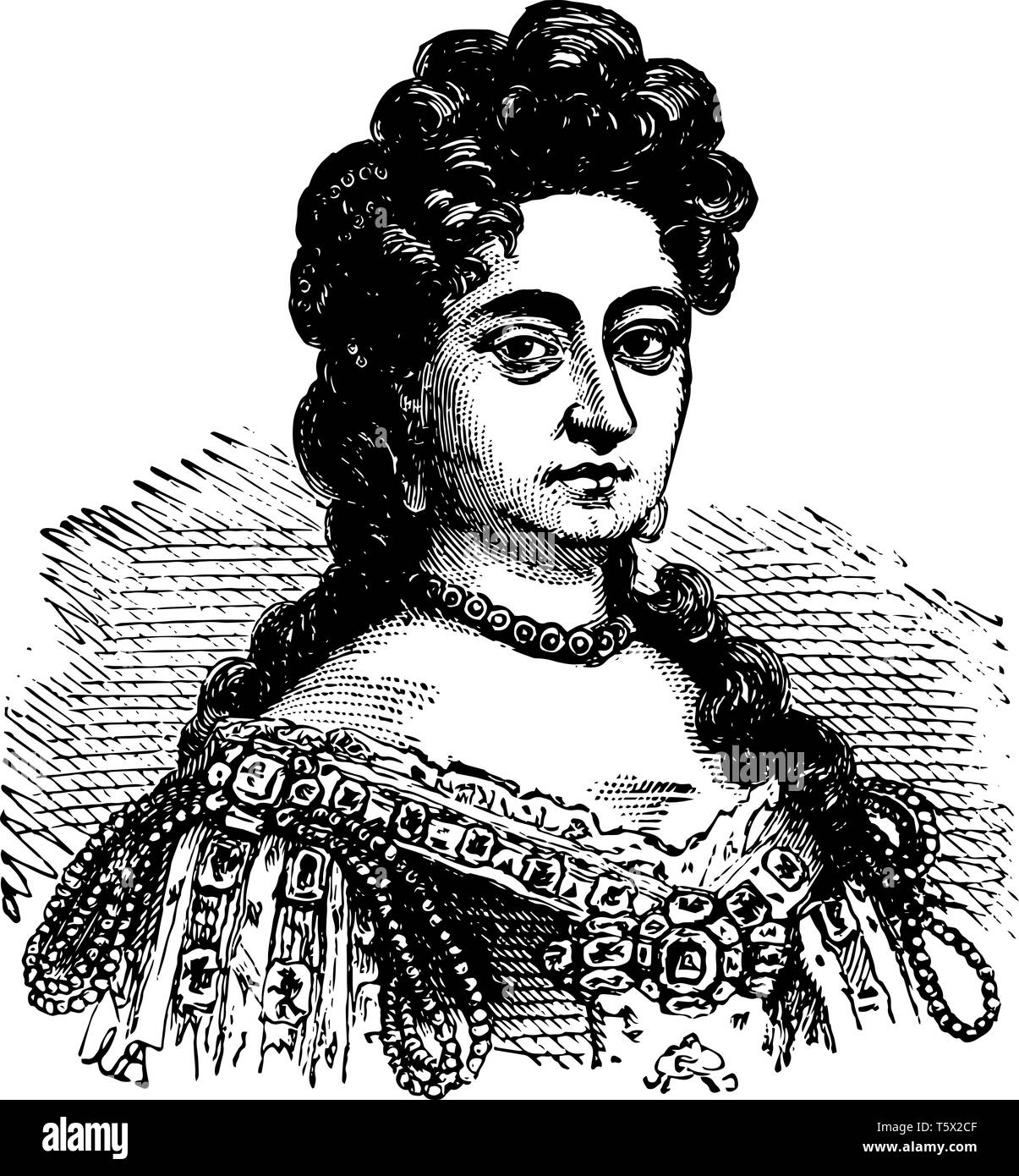 Marie d'Angleterre, 1516-1558, elle était la reine d'Angleterre et d'Irlande de 1553 à 1558, affiche le dessin des lignes ou une gravure illustration Illustration de Vecteur