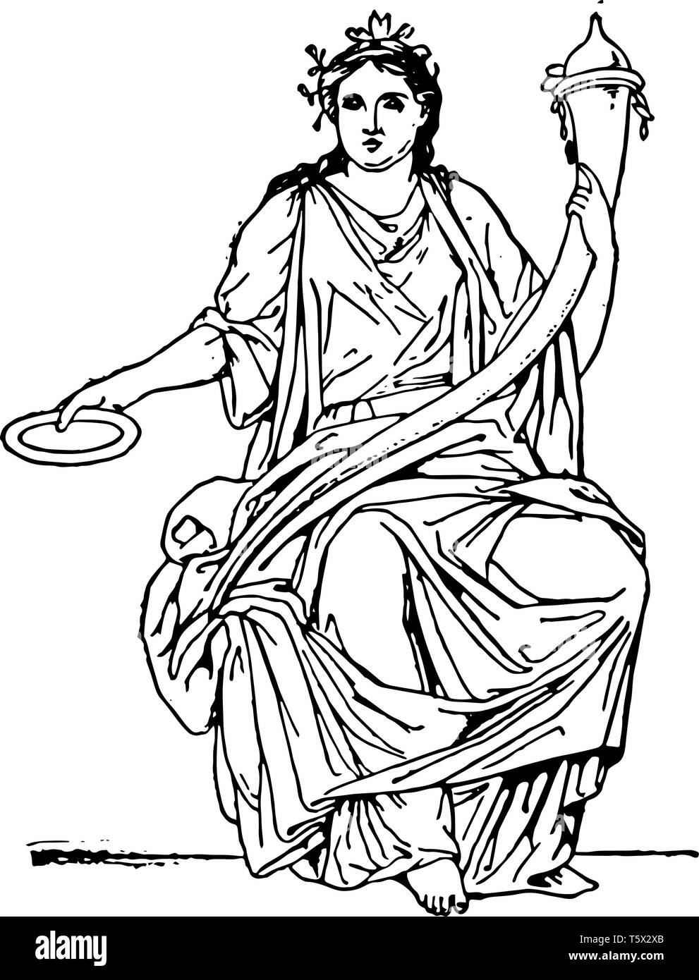 Dans cette photo c'est la déesse de la Fortuna chance dans la mythologie romaine. Elle a quelque chose dans ses deux mains vintage dessin ou d'engr Illustration de Vecteur