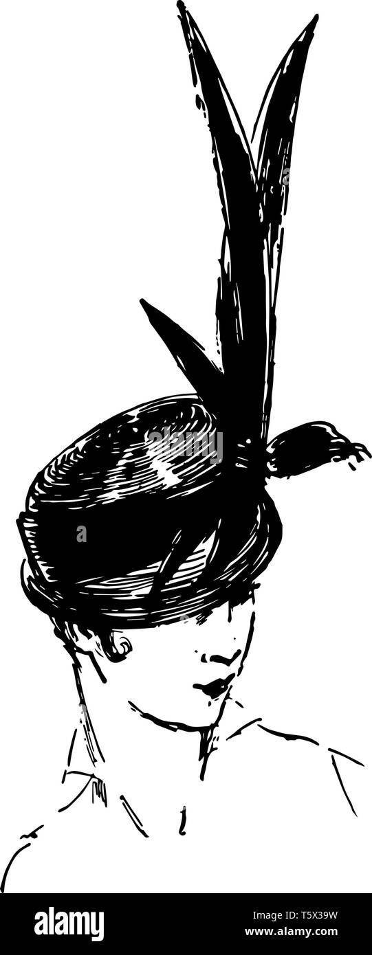 Chapeau petite au début du xxe siècle est un chapeau vintage dessin ou gravure illustration. Illustration de Vecteur