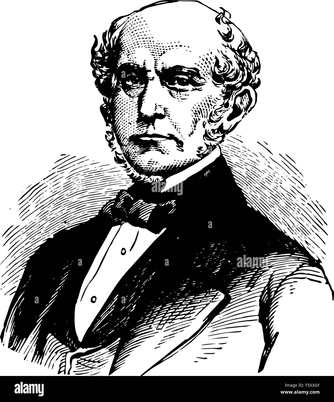 Charles Francis Adams, 1807 à 1886, il est comme un politicien et diplomate écrivain vintage dessin ou gravure illustration Illustration de Vecteur
