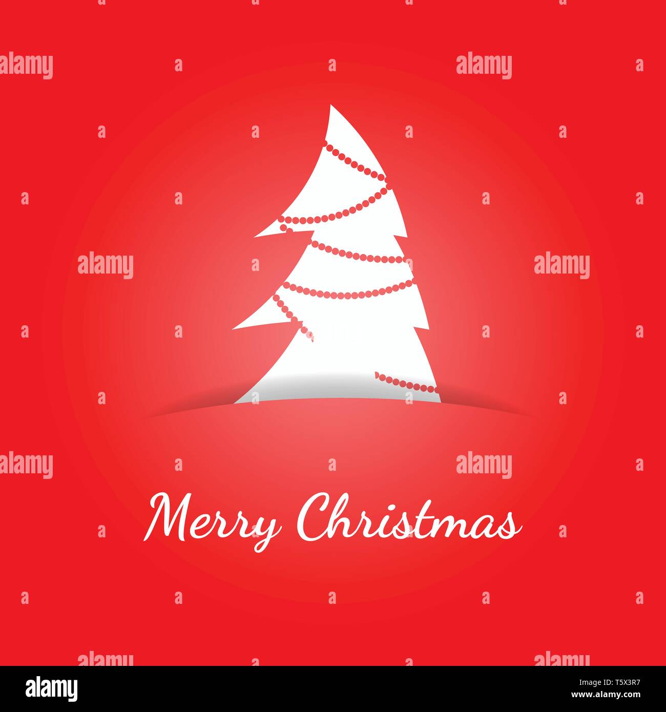 Carte de voeux de Noël dans un style minimaliste et télévision. WhiteChristmas papier caché dans l'arbre à sous papier Illustration de Vecteur