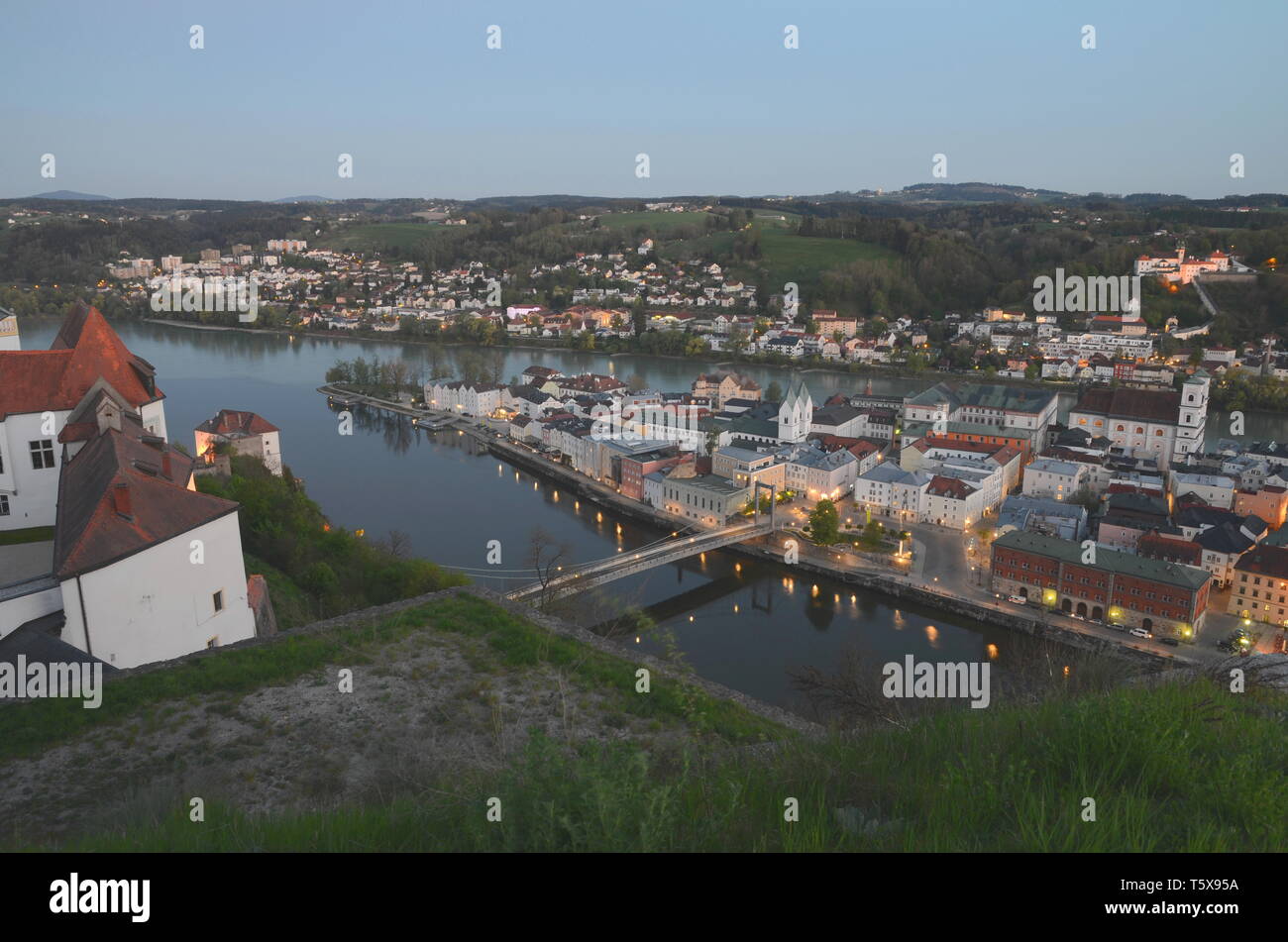 Passau en Allemagne par nuit Banque D'Images