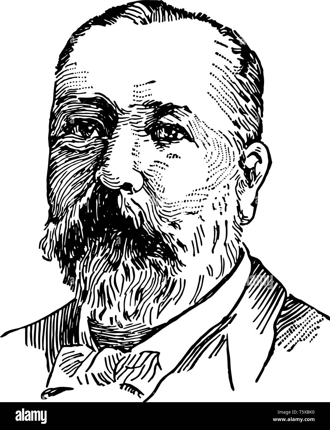 James Biddle Eustis 1834 à 1899, il a été un sénateur des Etats-Unis à partir de la Louisiane vintage dessin ou gravure illustration Illustration de Vecteur