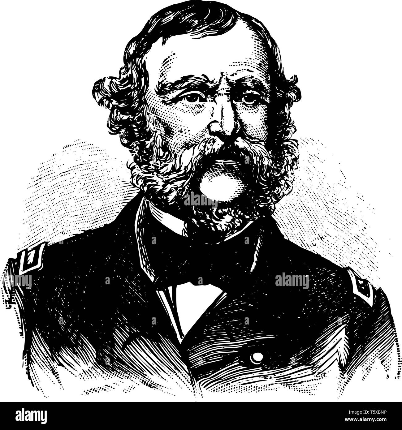 Samuel Francis Dupont 1803 à 1865 il était un contre-amiral de la marine des États-Unis vintage dessin ou gravure illustration Illustration de Vecteur