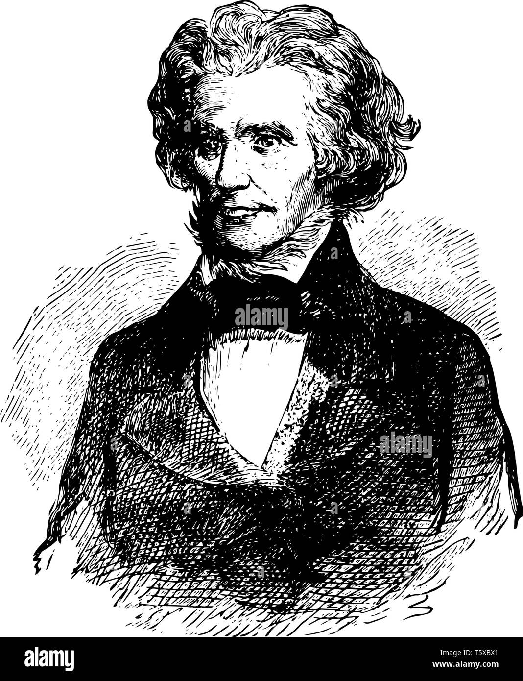 John C. Calhoun, 1782-1850, il était un homme d'État américain et théoricien de la politique à partir de la Caroline du Sud, et 7e vice-président de l'United States f Illustration de Vecteur