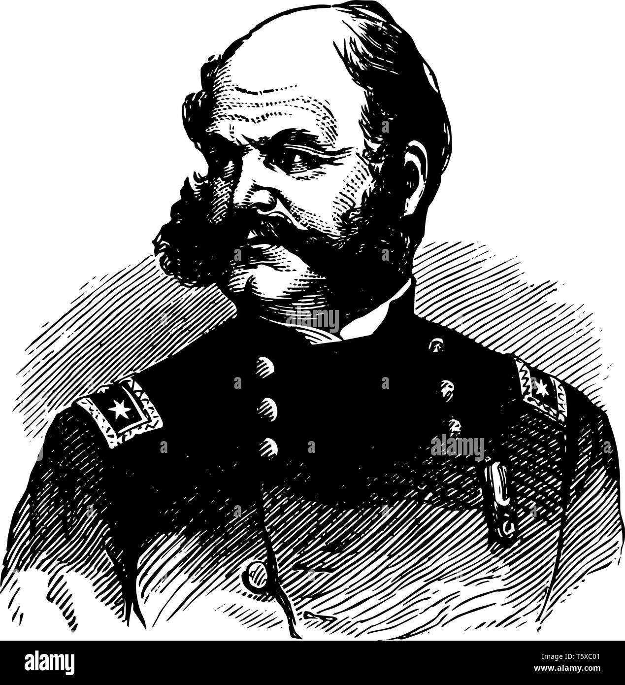 Ambrose Everett Burnside 1824 à 1881, il a été un soldat américain, gouverneur directeur de chemin de fer inventeur et homme politique de Rhode Island United States s Illustration de Vecteur