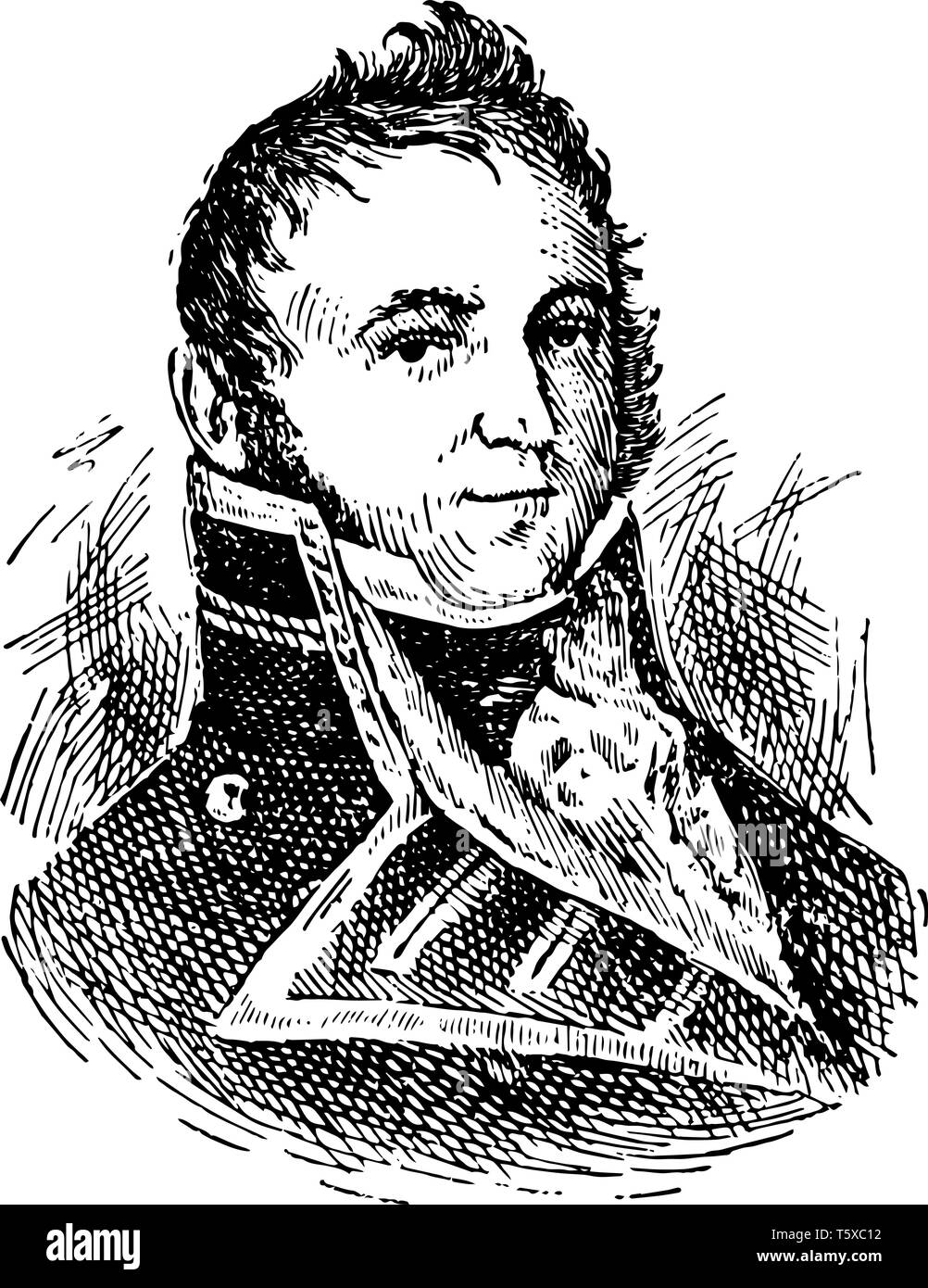 James Lawrence 1781 à 1813 il était un officier de la marine américaine vintage dessin ou gravure illustration Illustration de Vecteur