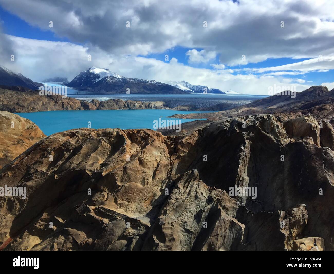 Vue imprenable sur le lac et le glacier Upsala, Patagonie, Argentine Banque D'Images